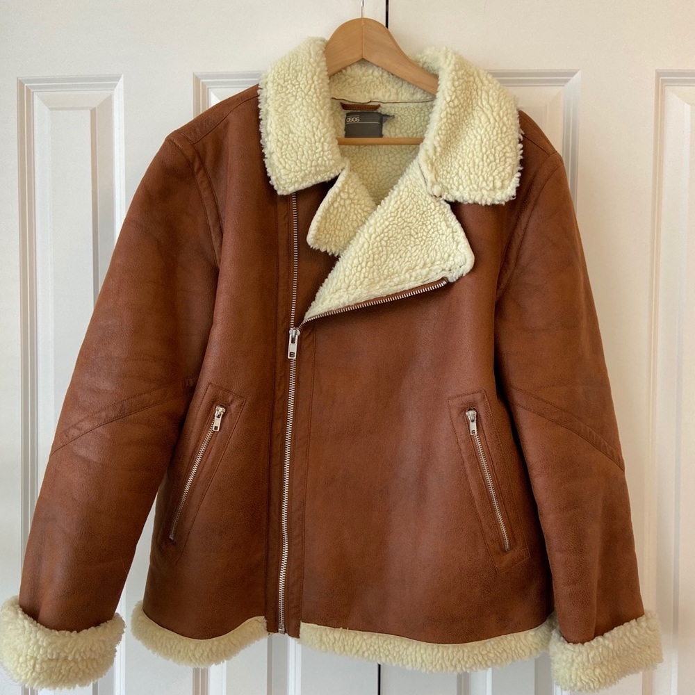 ASOS Sherpa Lined Suede Jacket